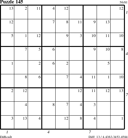 Step-by-Step Instructions for Puzzle 145 with all 13 steps marked