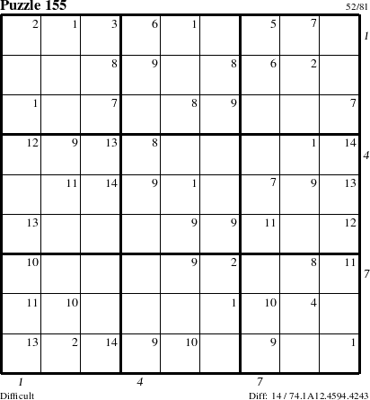 Step-by-Step Instructions for Puzzle 155 with all 14 steps marked