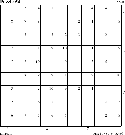 Step-by-Step Instructions for Puzzle 54 with all 10 steps marked