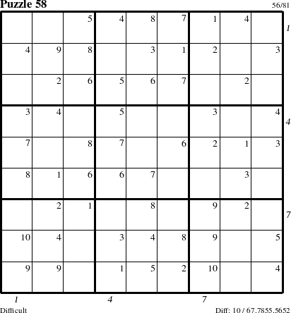 Step-by-Step Instructions for Puzzle 58 with all 10 steps marked