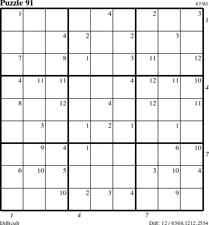 Step-by-Step Instructions for Puzzle 91 with all 12 steps marked