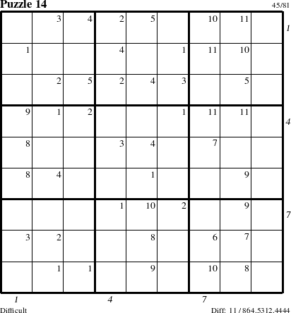 Step-by-Step Instructions for Puzzle 14 with all 11 steps marked