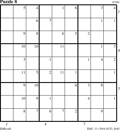 Step-by-Step Instructions for Puzzle 8 with all 11 steps marked