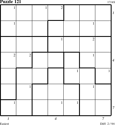 Step-by-Step Instructions for Puzzle 121 with all 2 steps marked