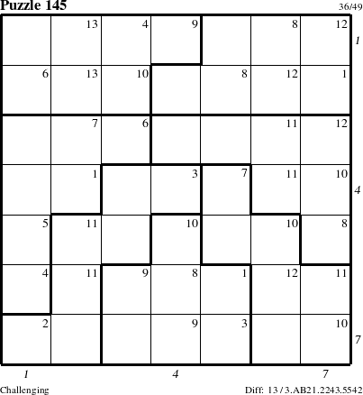 Step-by-Step Instructions for Puzzle 145 with all 13 steps marked