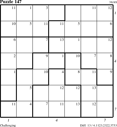 Step-by-Step Instructions for Puzzle 147 with all 13 steps marked