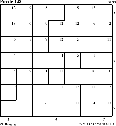 Step-by-Step Instructions for Puzzle 148 with all 13 steps marked