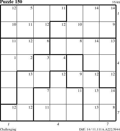 Step-by-Step Instructions for Puzzle 150 with all 14 steps marked