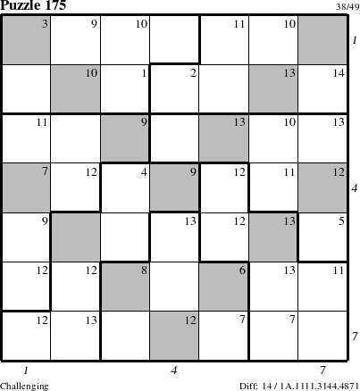 Step-by-Step Instructions for Puzzle 175 with all 14 steps marked