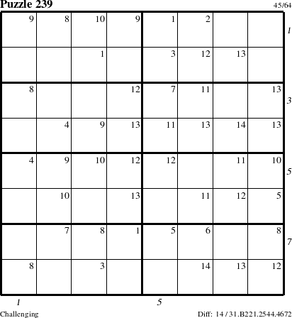 Step-by-Step Instructions for Puzzle 239 with all 14 steps marked