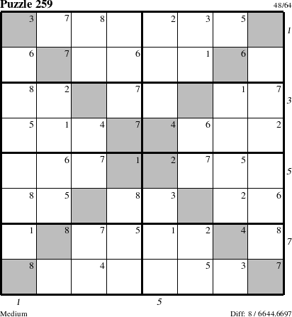 Step-by-Step Instructions for Puzzle 259 with all 8 steps marked