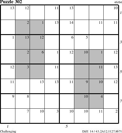 Step-by-Step Instructions for Puzzle 302 with all 14 steps marked