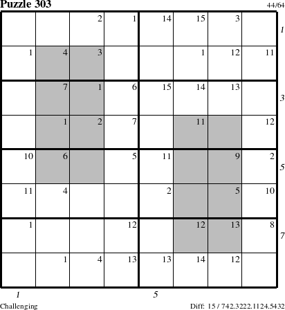 Step-by-Step Instructions for Puzzle 303 with all 15 steps marked