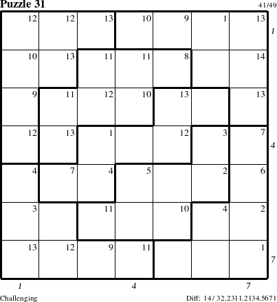 Step-by-Step Instructions for Puzzle 31 with all 14 steps marked