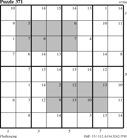 Step-by-Step Instructions for Puzzle 371 with all 15 steps marked