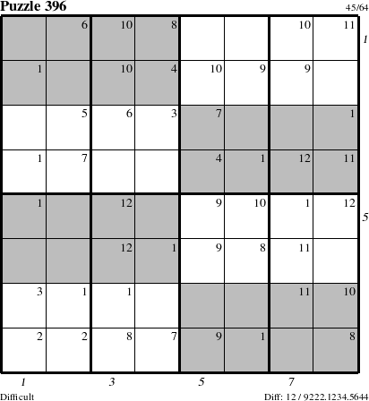 Step-by-Step Instructions for Puzzle 396 with all 12 steps marked