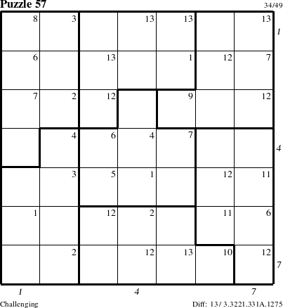 Step-by-Step Instructions for Puzzle 57 with all 13 steps marked