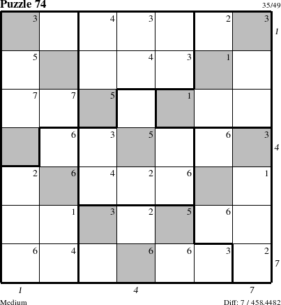 Step-by-Step Instructions for Puzzle 74 with all 7 steps marked