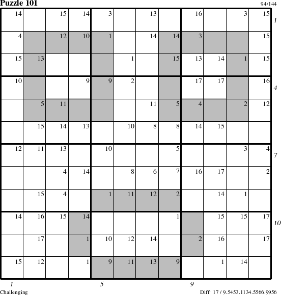 Step-by-Step Instructions for Puzzle 101 with all 17 steps marked