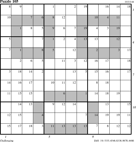 Step-by-Step Instructions for Puzzle 105 with all 19 steps marked