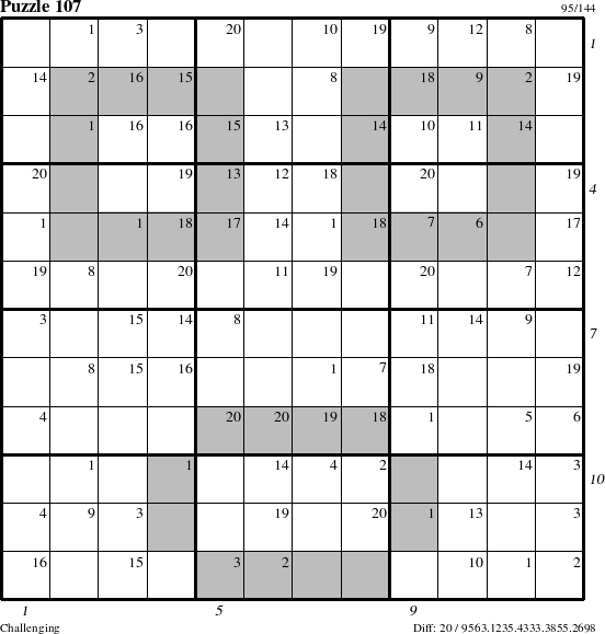 Step-by-Step Instructions for Puzzle 107 with all 20 steps marked