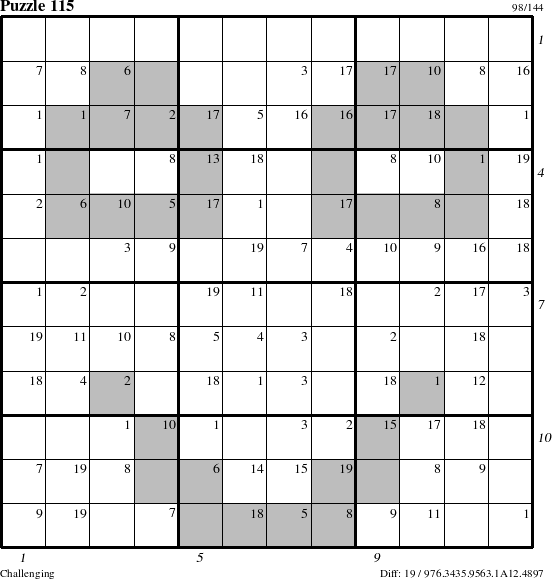 Step-by-Step Instructions for Puzzle 115 with all 19 steps marked