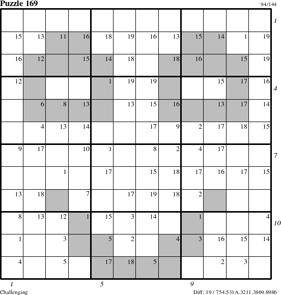 Step-by-Step Instructions for Puzzle 169 with all 19 steps marked