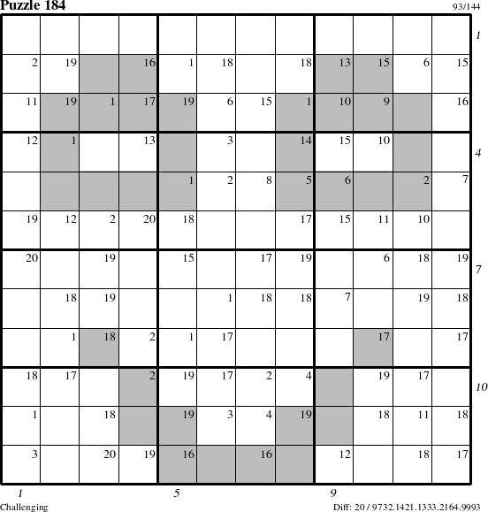 Step-by-Step Instructions for Puzzle 184 with all 20 steps marked