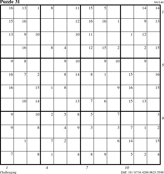 Step-by-Step Instructions for Puzzle 31 with all 16 steps marked