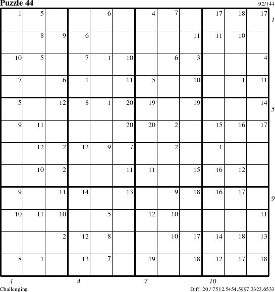 Step-by-Step Instructions for Puzzle 44 with all 20 steps marked