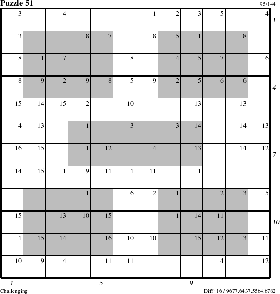 Step-by-Step Instructions for Puzzle 51 with all 16 steps marked