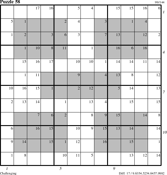 Step-by-Step Instructions for Puzzle 58 with all 17 steps marked