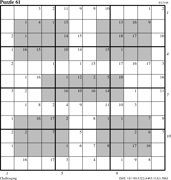 Step-by-Step Instructions for Puzzle 61 with all 18 steps marked