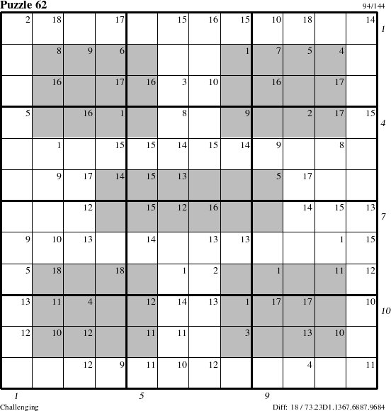 Step-by-Step Instructions for Puzzle 62 with all 18 steps marked