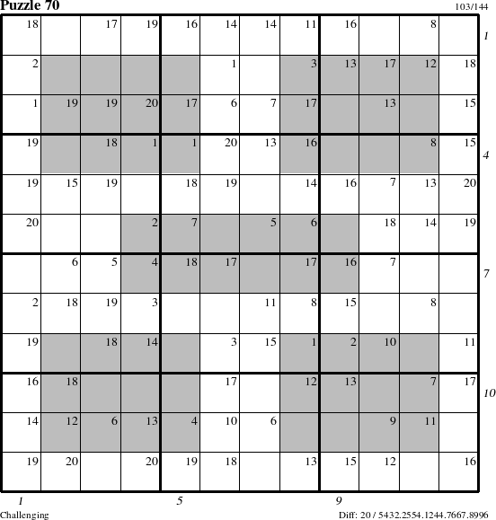 Step-by-Step Instructions for Puzzle 70 with all 20 steps marked