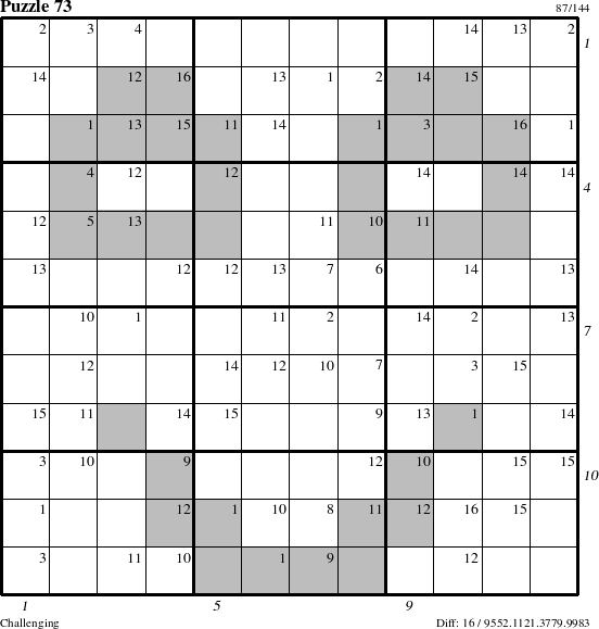 Step-by-Step Instructions for Puzzle 73 with all 16 steps marked