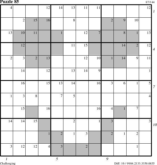 Step-by-Step Instructions for Puzzle 85 with all 16 steps marked