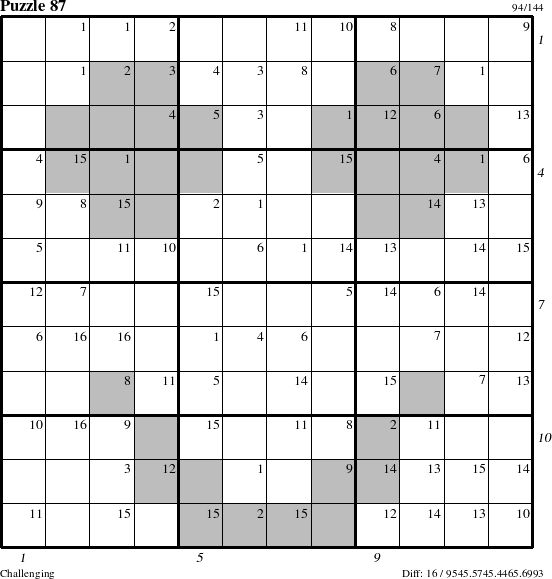 Step-by-Step Instructions for Puzzle 87 with all 16 steps marked