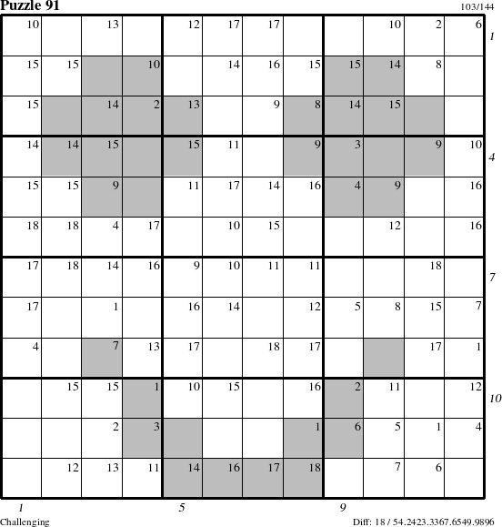 Step-by-Step Instructions for Puzzle 91 with all 18 steps marked