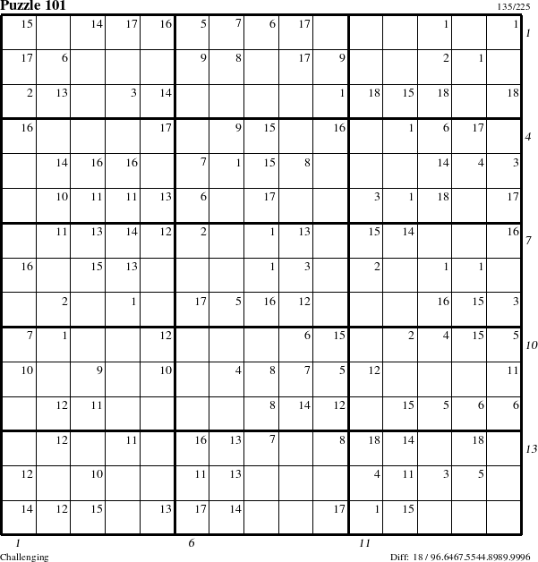 Step-by-Step Instructions for Puzzle 101 with all 18 steps marked