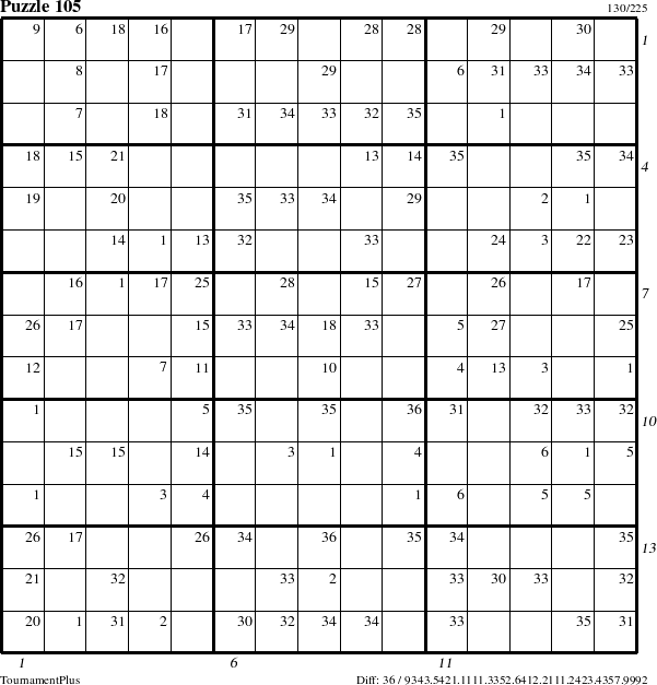 Step-by-Step Instructions for Puzzle 105 with all 36 steps marked