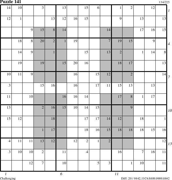 Step-by-Step Instructions for Puzzle 141 with all 20 steps marked