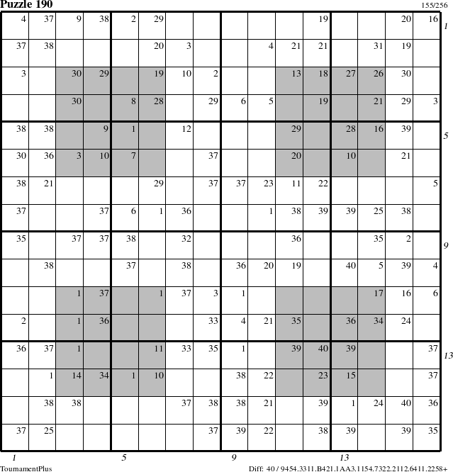 Step-by-Step Instructions for Puzzle 190 with all 40 steps marked