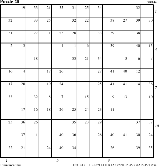 Step-by-Step Instructions for Puzzle 20 with all 41 steps marked