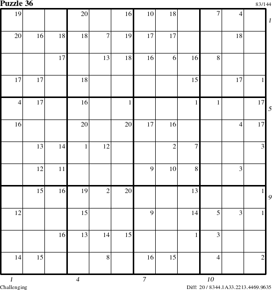 Step-by-Step Instructions for Puzzle 36 with all 20 steps marked