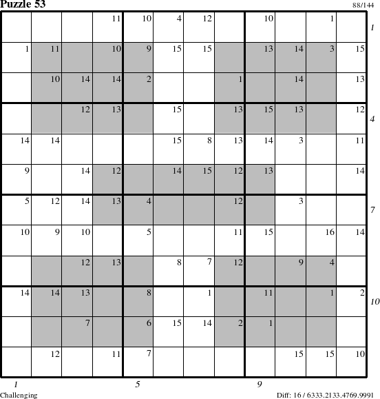 Step-by-Step Instructions for Puzzle 53 with all 16 steps marked