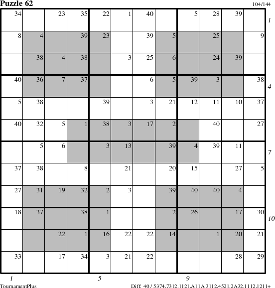 Step-by-Step Instructions for Puzzle 62 with all 40 steps marked