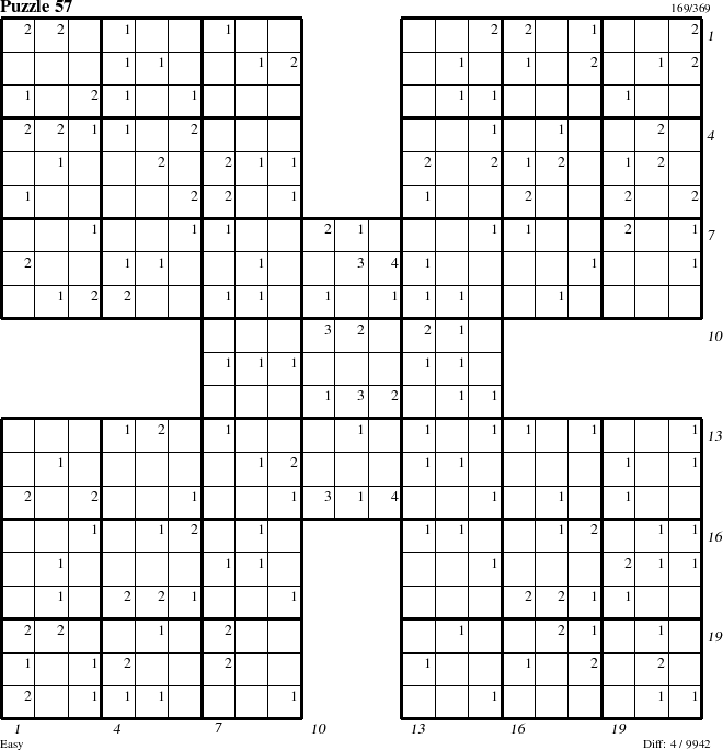 Step-by-Step Instructions for Puzzle 57 with all 4 steps marked