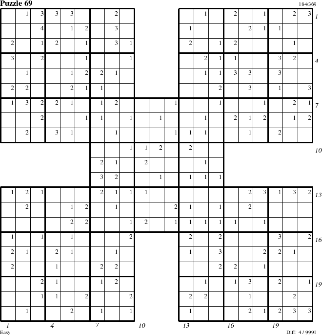 Step-by-Step Instructions for Puzzle 69 with all 4 steps marked