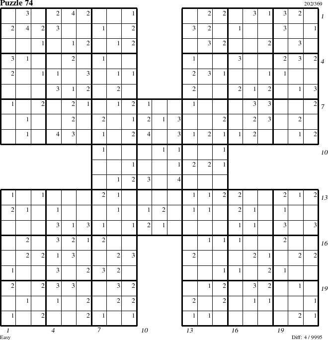 Step-by-Step Instructions for Puzzle 74 with all 4 steps marked